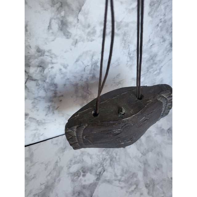 1990s Artisan Carved Cherry Wood Wind Chime For Sale - Image 4 of 9