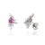 Metal 14k Gold Natural Pink Sapphire & Diamond Artistic Cluster Stud Earrings- A Pair For Sale - Image 7 of 14