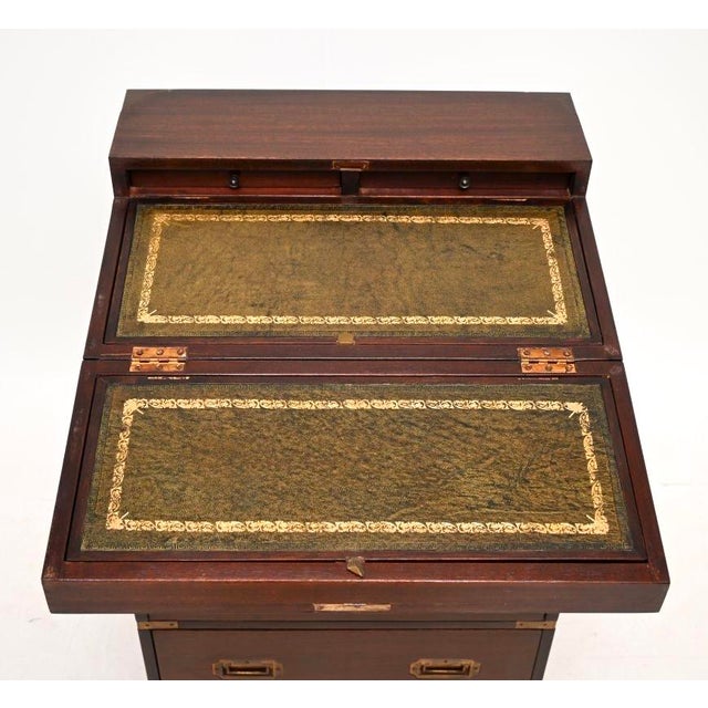 Military Campaign Style Bureau Chest of Drawers, 1930s For Sale - Image 4 of 11