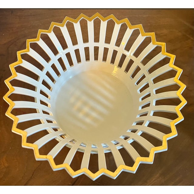 Antique 19th century KPM Berlin gold & white porcelain reticulated basket or corbeille. Wonderful quality with rich...