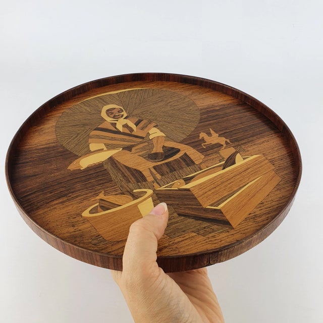 Danish Rosewood and Teak Tray from Intarsia Ringe, 1970s For Sale - Image 3 of 11