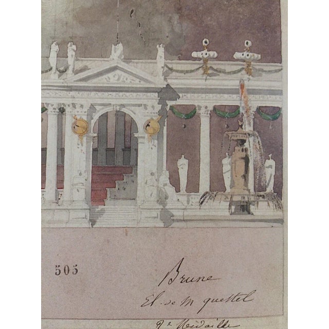 Sky Blue 1980s Architectural Rendering Poster Arc De Triomphe After Artist Emanuel Brune 1863 For Sale - Image 8 of 12