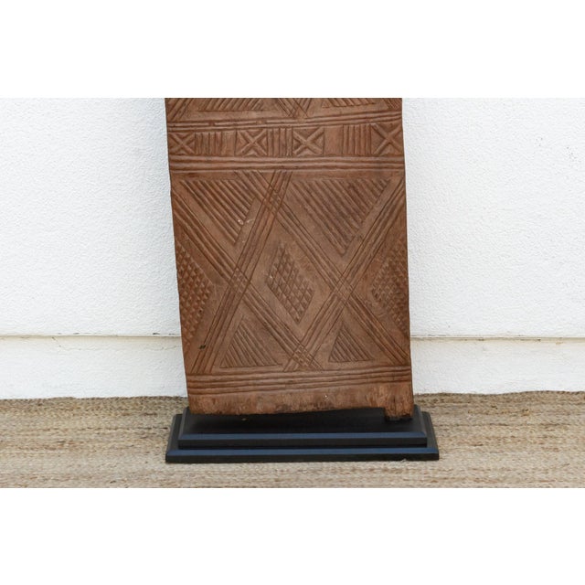 African Early 20th Century Bwa Diamond Relief Carved Door For Sale - Image 3 of 7