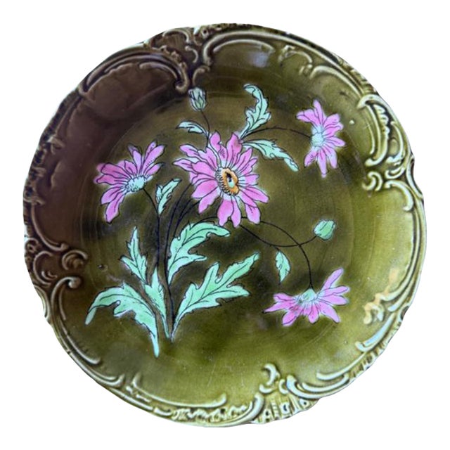 Antique Imperial Bonn Germany Astra Majolica Plate by Ludwig Wessel For Sale