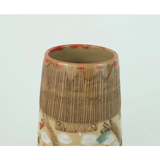 Mid-Century Modern Mid-Century Italian Vase with Horse Sgraffito Decor Glaze from Fratelli Fanciullacci, 1960s For Sale - Image 3 of 11