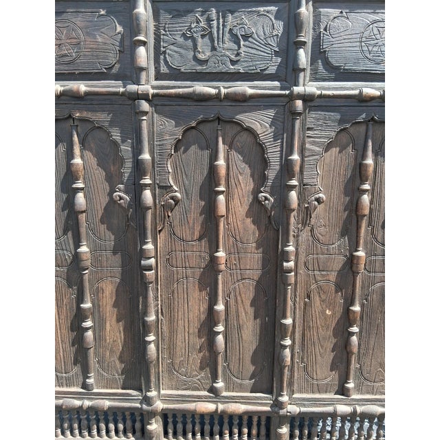 Indian 19thc Large Haveli Indian Hand Carved Architectural Door/ Shutter Assembly/ Sculptural For Sale - Image 3 of 16