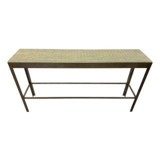 Vintage Baker Furniture Modernist Metal & Tessellated Tile Console Table For Sale