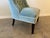 Traditional 1940s Tufted Blue Slipper Chair For Sale - Image 3 of 6
