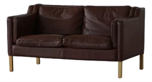 Mid-Century 2-Seater Sofa in Brown Leather from Stouby Møbelfabrik, 1970s