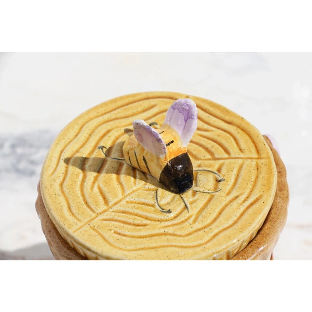 1950s Portuguese Palissy Ware Faux Bois Honey Pot For Sale - Image 10 of 13