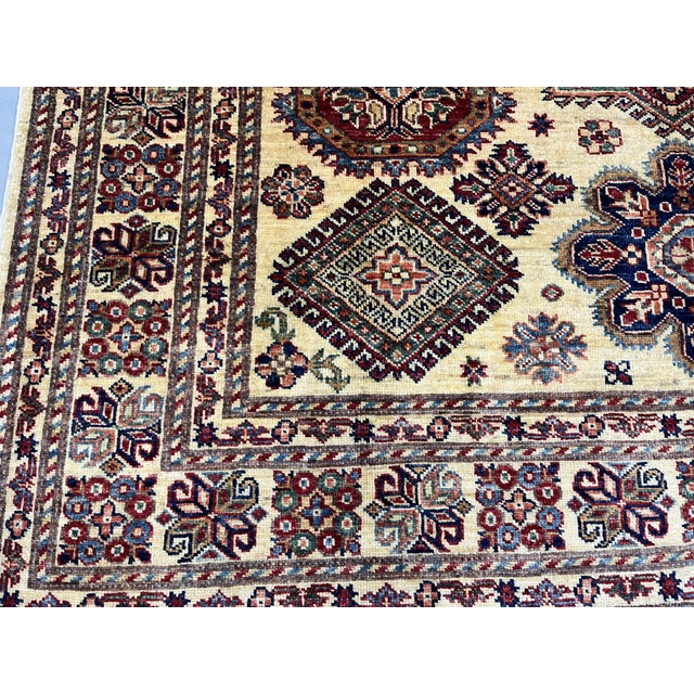 Cream Kazak Tribal Wool Rug With Medallions, 5'4" X 7'4" For Sale - Image 11 of 14