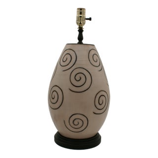 Late 20th Century Black & Ivory Geometric Chulucanas Pottery Spiral Table Lamp For Sale
