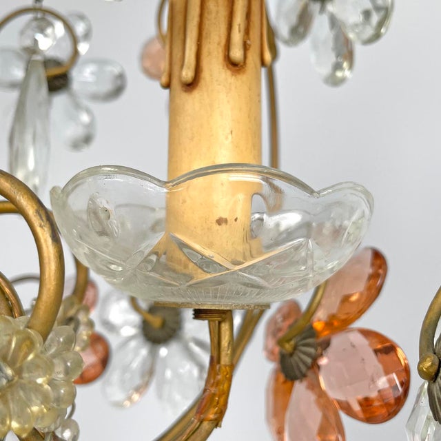 Italian Art Nouveau Chandelier in Pink and Clear Glass and Brass, 1890s For Sale - Image 14 of 18