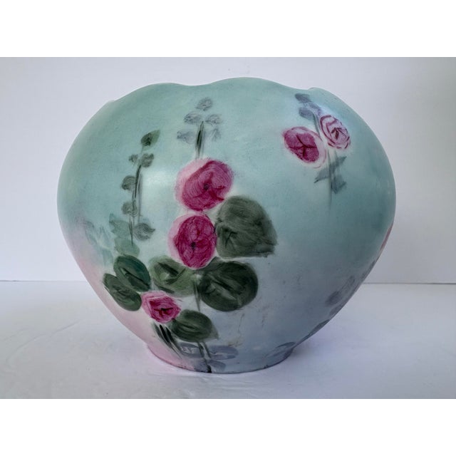 Ceramic Early 20th Century Artist-Signed Hand-Painted Porcelain Rose Bowl Vase For Sale - Image 7 of 12