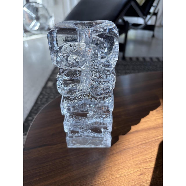 A stunning solid crystal vase designed by Kurt Wokan, an iconic figure in Austrian glass design of the 1960s and 70s. This...