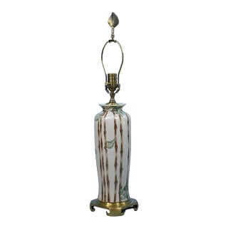 Single Ceramic and Brass Table Lamp For Sale