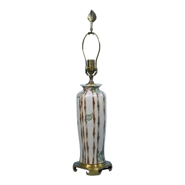 Single Ceramic and Brass Table Lamp For Sale