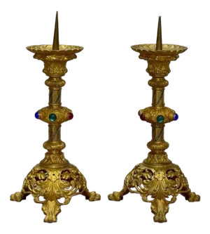 Candlesticks in Gilt Bronze and Brass, 1900s, Set of 2