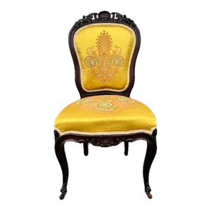 Antique Assorted Yellow Upholstered Side Chair. 19th Century.