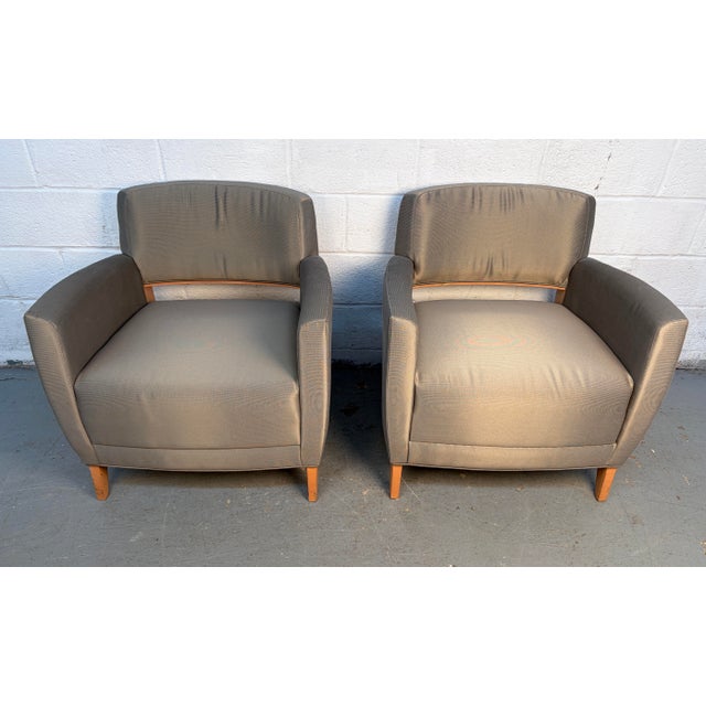 Mid-Century Modern Pair of Sleek Modern Lounge Chairs by Bernhardt For Sale - Image 3 of 11