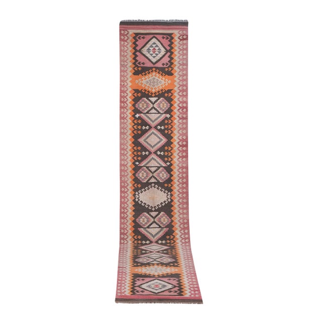1960s Vintage Turkish Kilim Runner - Stair Kilim 3'3'' X 15' For Sale - Image 11 of 11