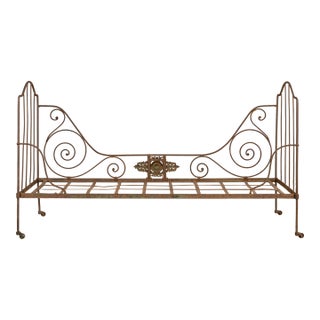 19th Century French Napoleon III Wrought Iron Outdoor Daybed For Sale