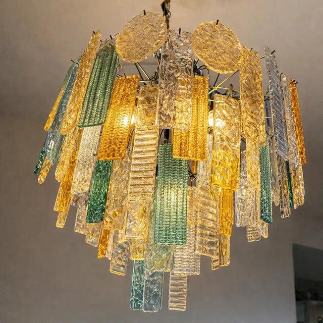 Contemporary Artistic Multicolor Strip Listelli Murano Glass Chandelier by Simoeng for Simoeng For Sale - Image 3 of 10