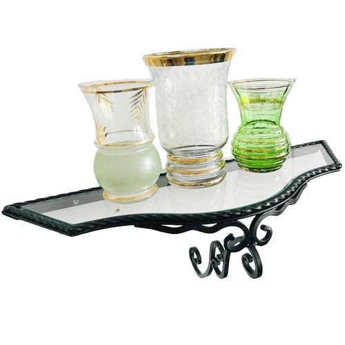 Vintage Wrought Iron and Glass Wall Console, 1960s For Sale - Image 6 of 8