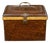 French 1890s Rustic Painted Tôle Box with Wood Grain Finish and Goldenrod Accent For Sale