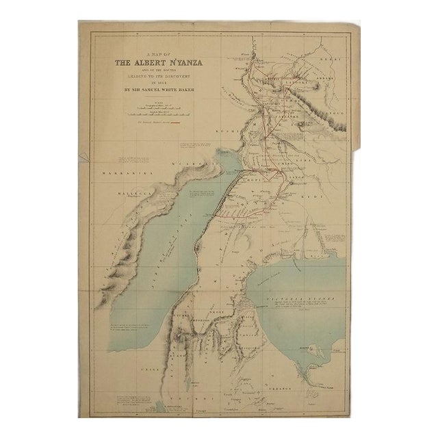 1864 Cambridge & Macmillian Map of Lakes Victoria and Lake Albert Area For Sale