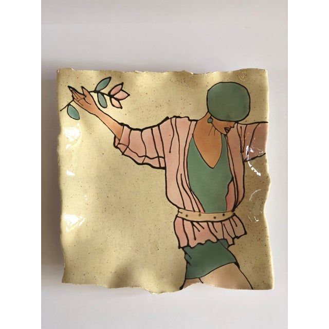 1980s 1980s Vintage Barbara Demery Ceramic Square Plate For Sale - Image 5 of 5