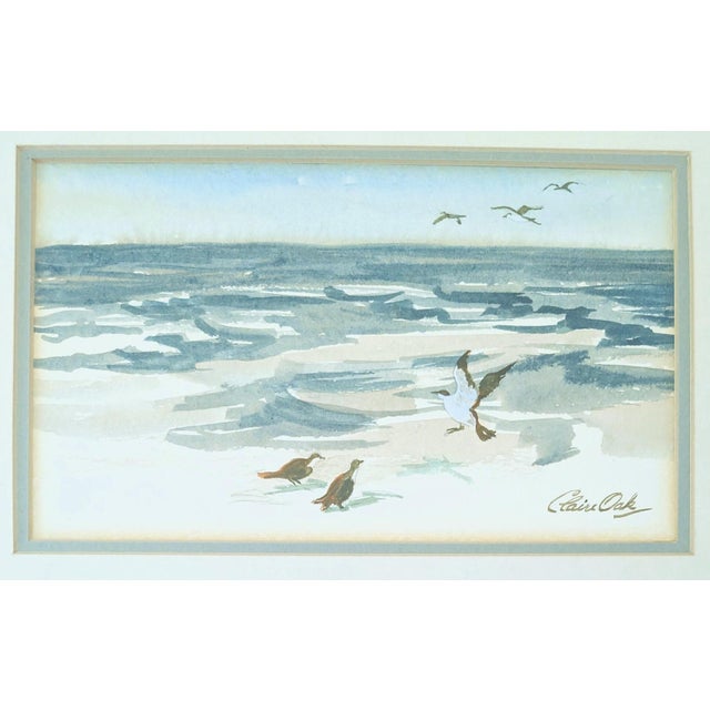 Coastal Vintage Signed "Shorebirds" Watercolor Painting For Sale - Image 3 of 5
