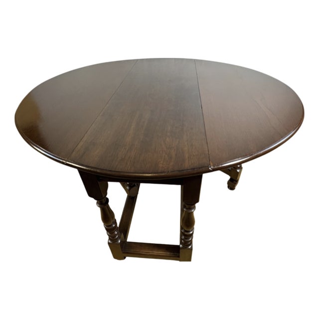 Jacobean Revival Oak Gate Leg Drop Leaf Table, 1900s For Sale