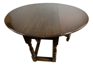Jacobean Revival Oak Gate Leg Drop Leaf Table, 1900s