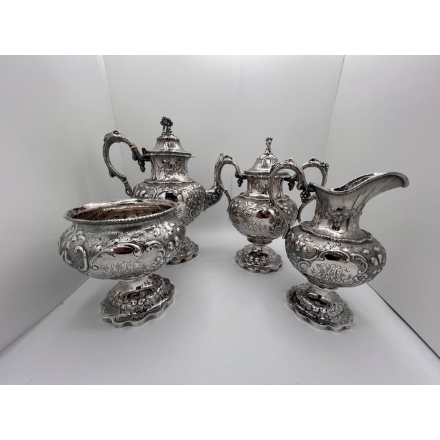 Early 19th century coin silver coffee service. A four piece service by JB Ginochio (John B. Ginochio, New York, active...