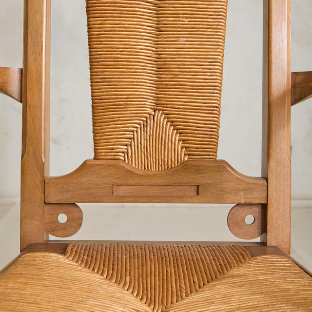 French Wood + Rush Armchair in Style of Francis Jourdain, 1950s - 2 Available For Sale - Image 9 of 11