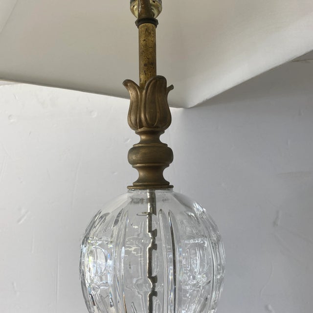 Brass 1980s Brass and Crystal Lamp by Safran and Glucksman For Sale - Image 8 of 11