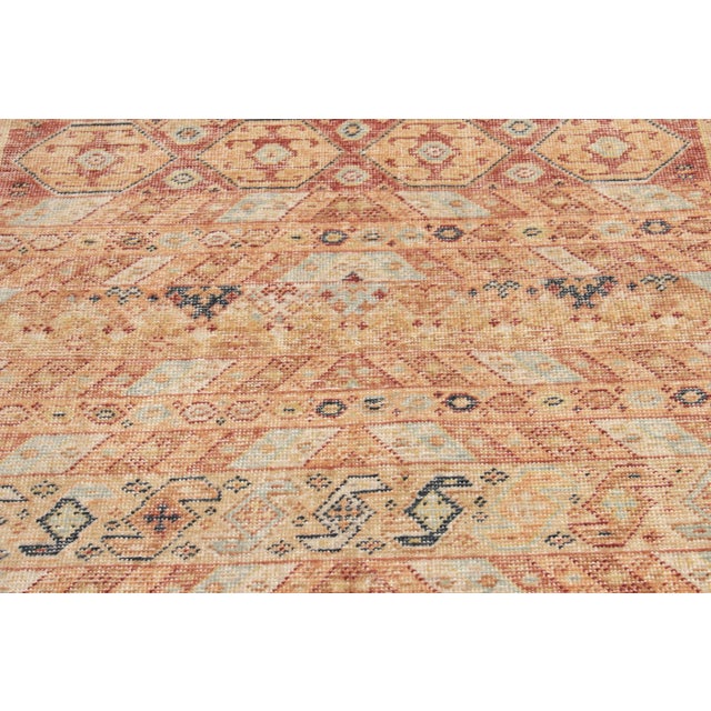 2010s Distressed Tribal Style Square Rug in Orange, Red & Blue Pattern by Rug & Kilim For Sale - Image 5 of 6