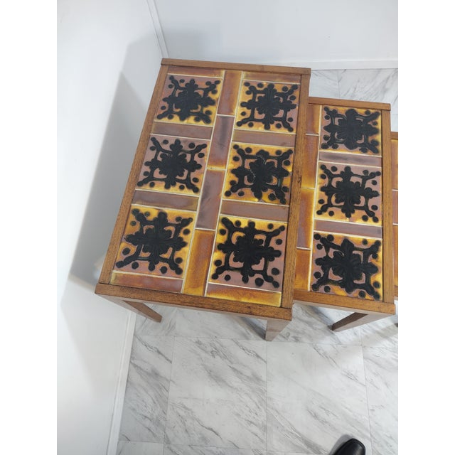 1960s Tile Top Nesting Tables - Set of 3 For Sale - Image 4 of 12
