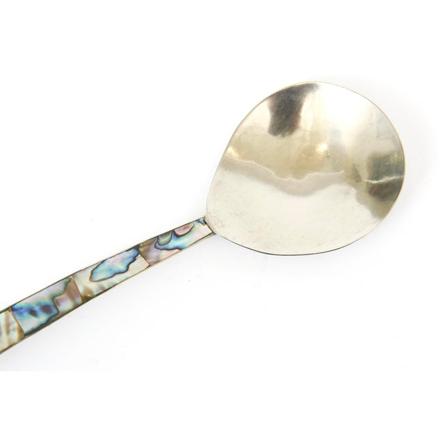 Vintage Silver-Plate and Abalone Salad Servers or Serving Pieces Pair Of For Sale In Miami - Image 6 of 10