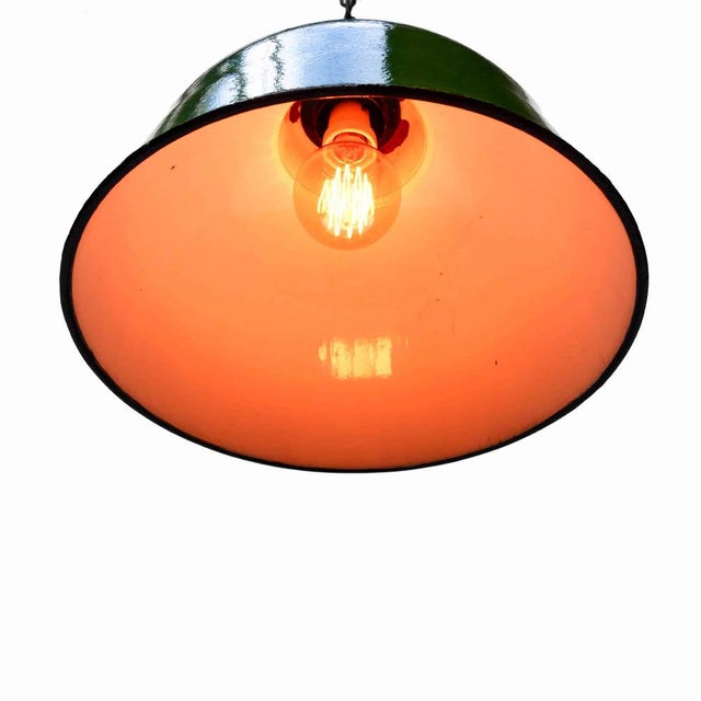 1950s Green Enameled Pendant Light, 1950s For Sale - Image 5 of 11