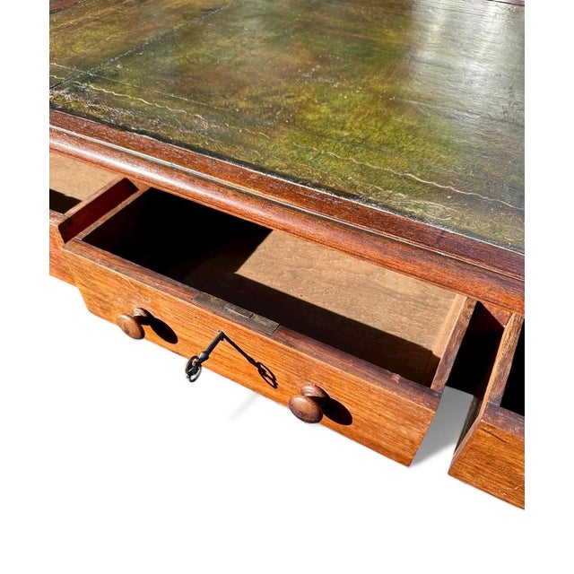 French Louis XV Style Carved Walnut Partners Desk With Leather Top. For Sale - Image 12 of 16