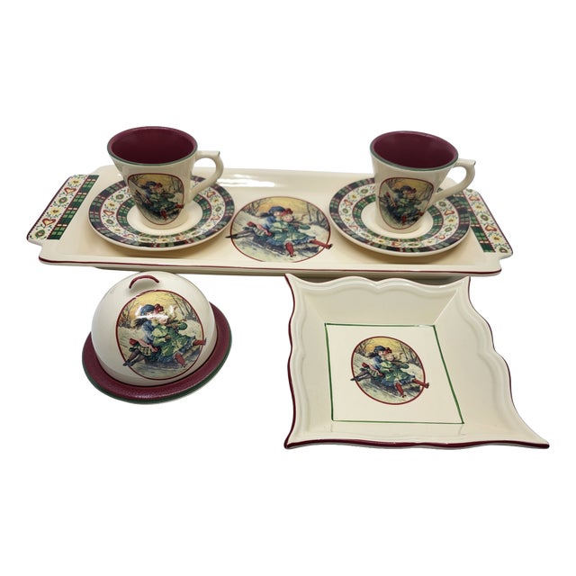 Saint Petersburg Collection Christmas Service from Niderviller Earthenware, France, 1990s, Set of 7 For Sale