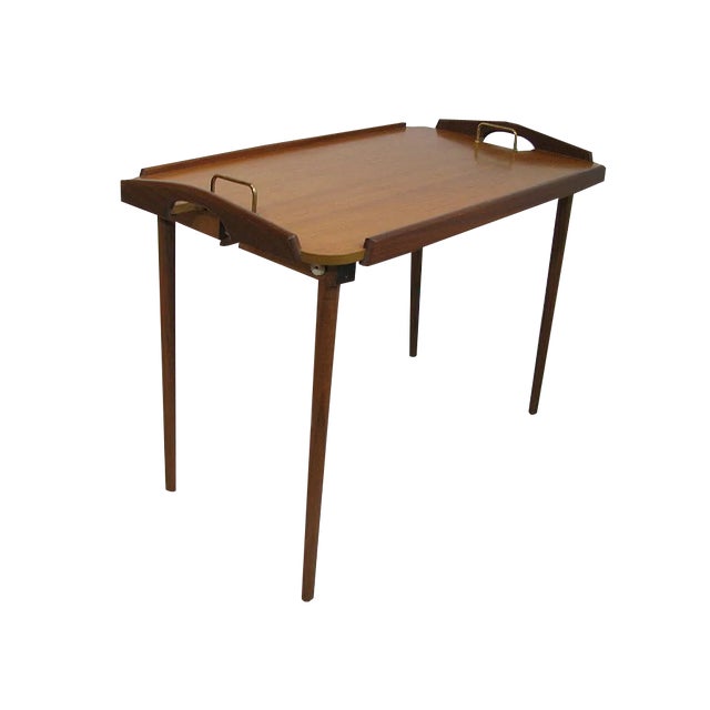 Folding Teak and Oak Serving Tray by Aase Dreieri Ganddal, Norway, 1960s For Sale