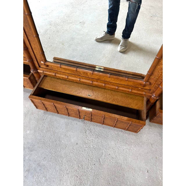 Antique Faux Bamboo Wardrobe with Mirror, Late 19th Century For Sale - Image 14 of 18