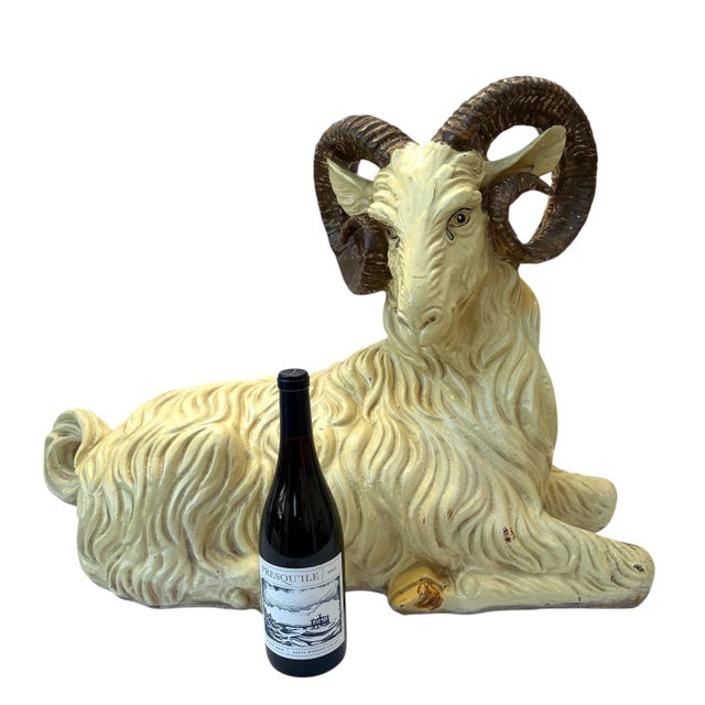 Hollywood Regency Vintage Mid Century, Hollywood Regency, Neo Classic, Ceramic Sculptural Ram For Sale - Image 3 of 7