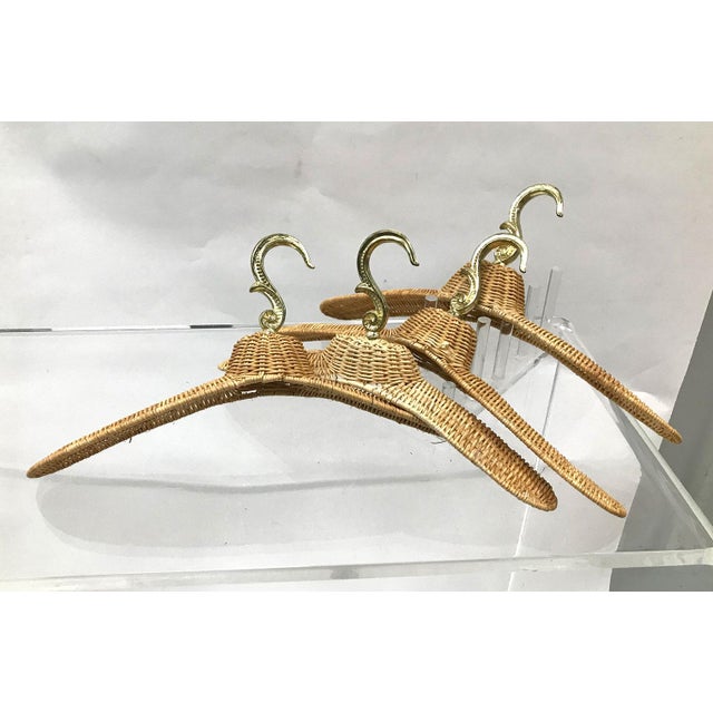 Gold Vintage Rattan Coat Hangers — Set of 4 For Sale - Image 8 of 11