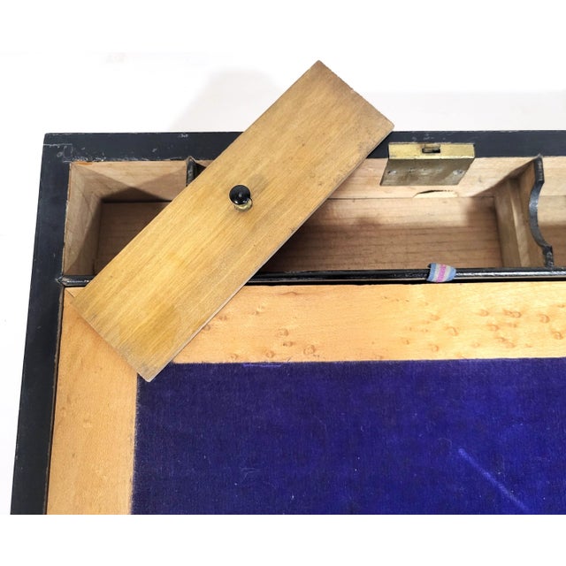 American 19th C Burled Walnut & Bird's Eye Maple Campaign Flip Top Lap Desk For Sale - Image 15 of 17