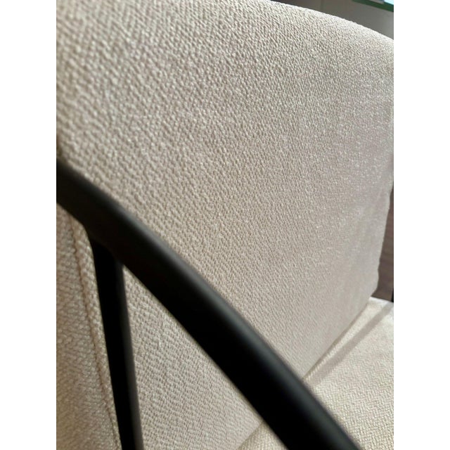 Wrought Iron Black Lounge Chair with White Fabric For Sale In Miami - Image 6 of 18