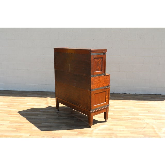 Antique Arts & Crafts Tiger Oak Modular Stacking Multi-Drawer File Cabinet, Early 1900s For Sale - Image 16 of 18